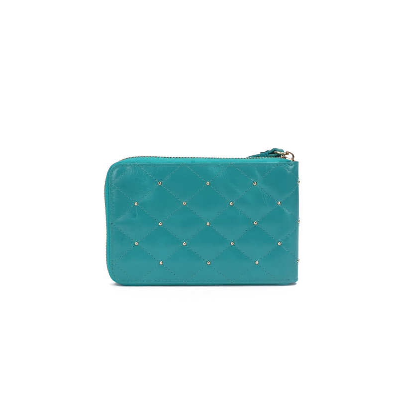 quilting leather women wallet with studs