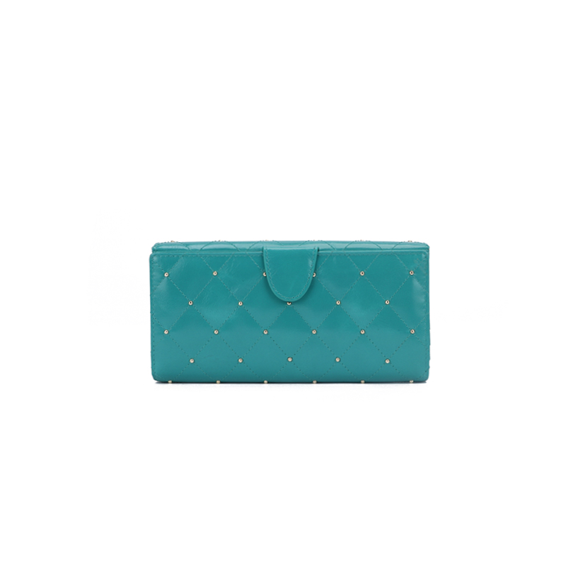 quilting leather women wallet with studs