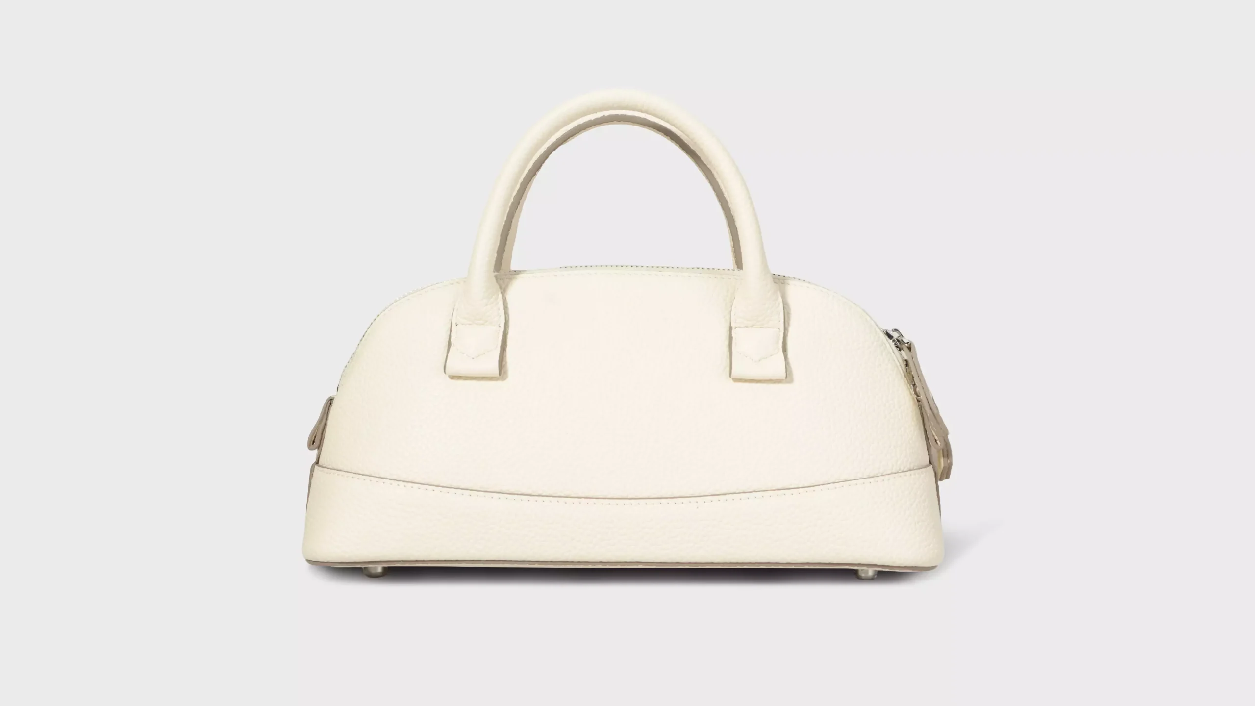 Leather Dome Bag in Cloud White Grained Cowhide – S9964