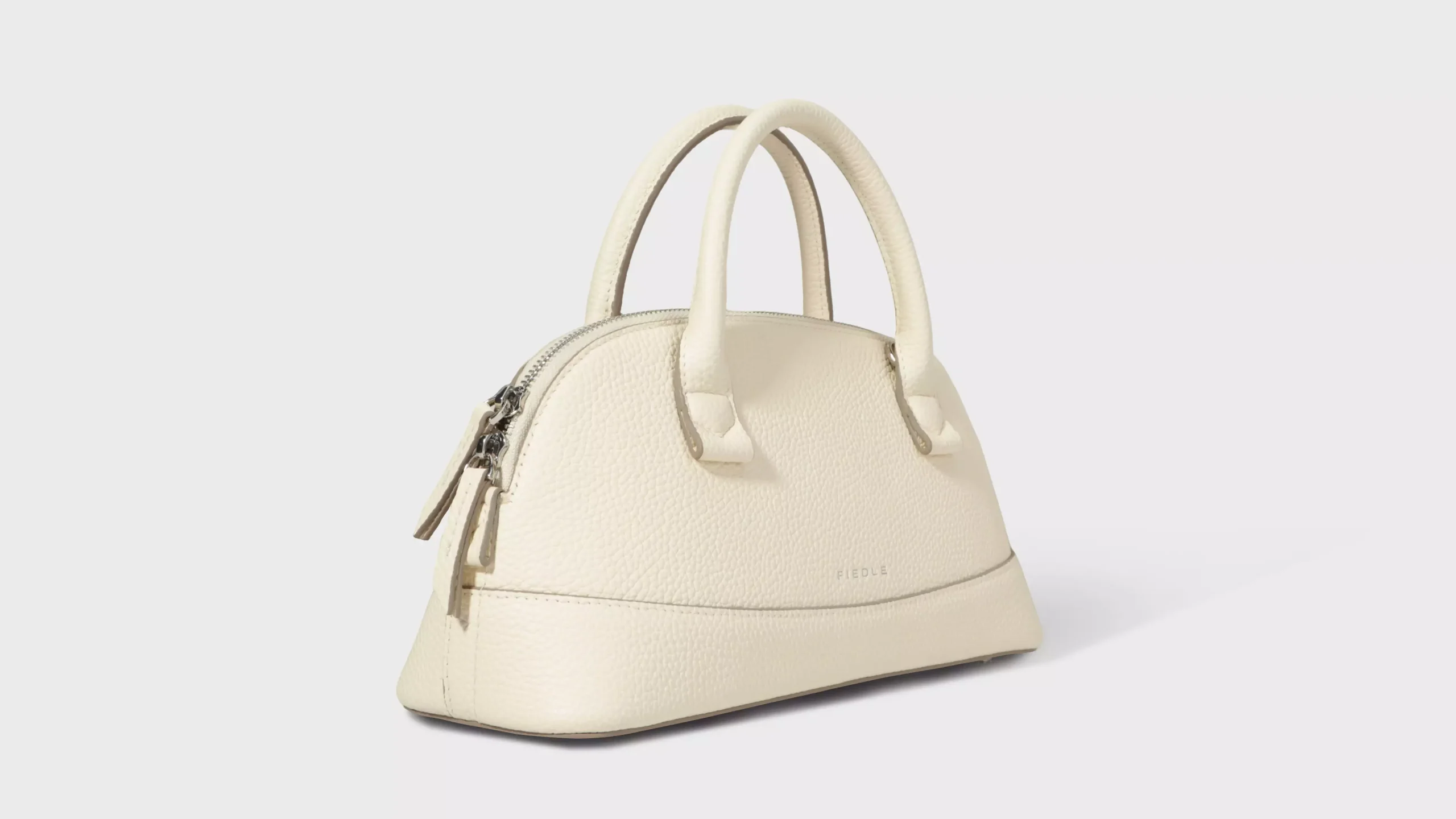 Leather Dome Bag in Cloud White Grained Cowhide – S9964