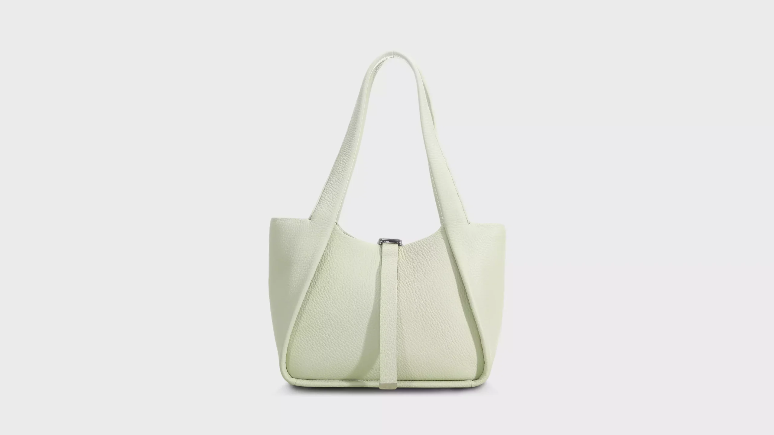 Leather Belted Bucket Bag in Pebble Grain – S10804