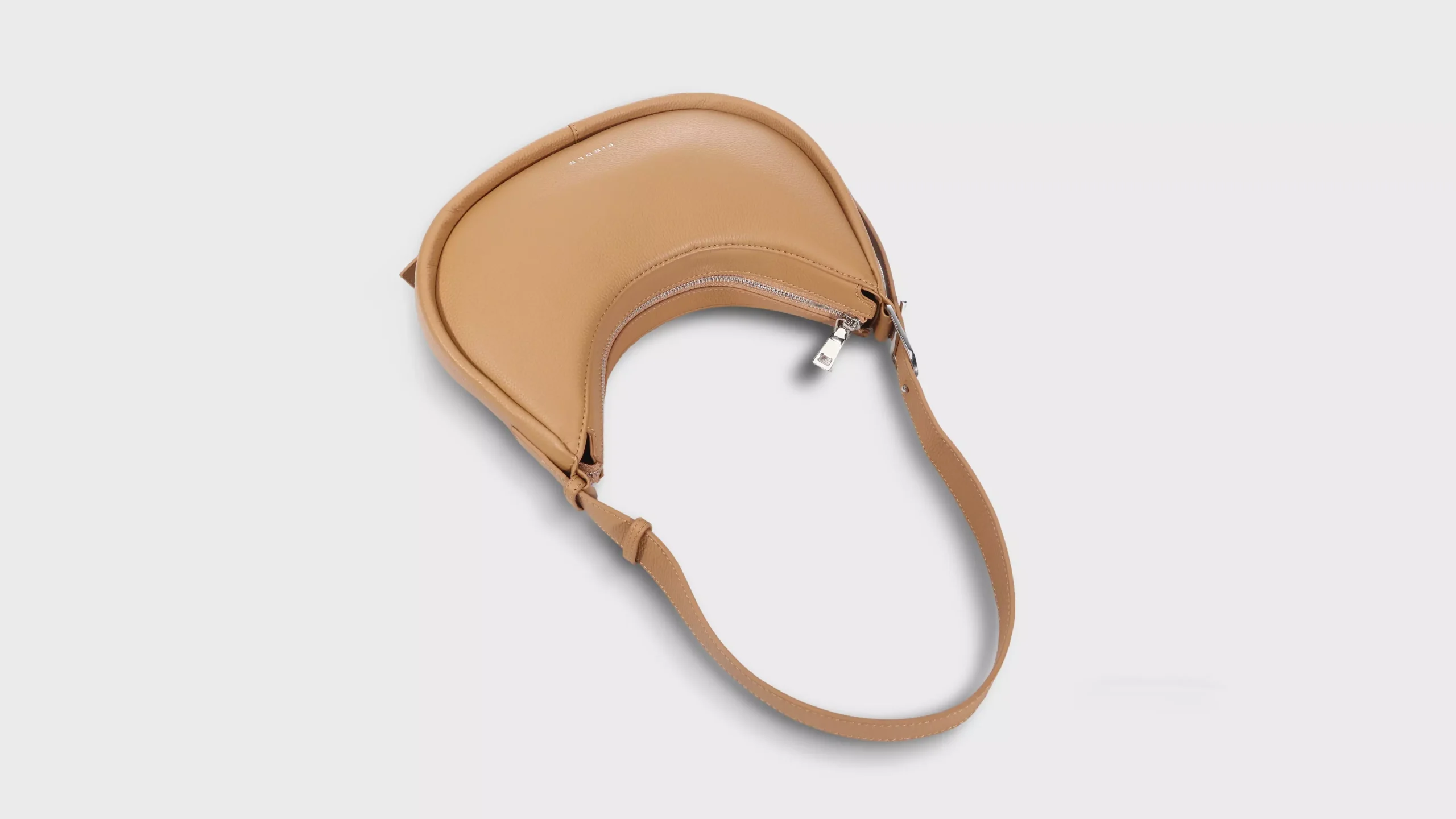 Leather Half Moon Bag in Cowhide Pebble Grain – S10504